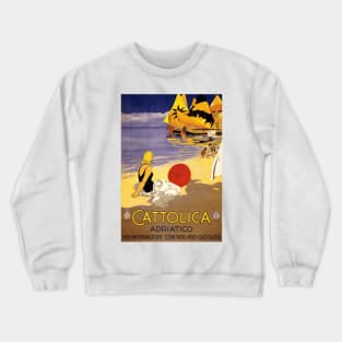 Cattolica, Italy - Vintage Travel Poster Design Crewneck Sweatshirt